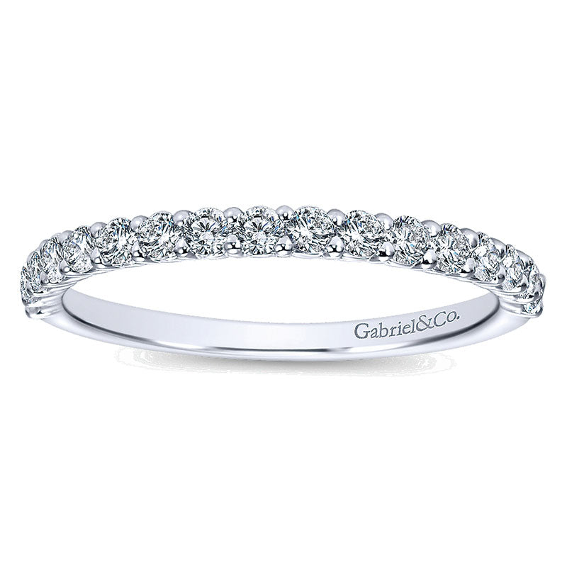 Wedding Band 14k White Gold Diamond Straight