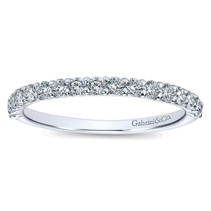 Wedding Band 14k White Gold Diamond Straight