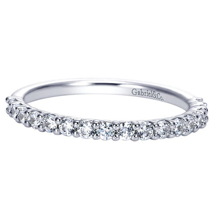 Wedding Band 14k White Gold Diamond Straight