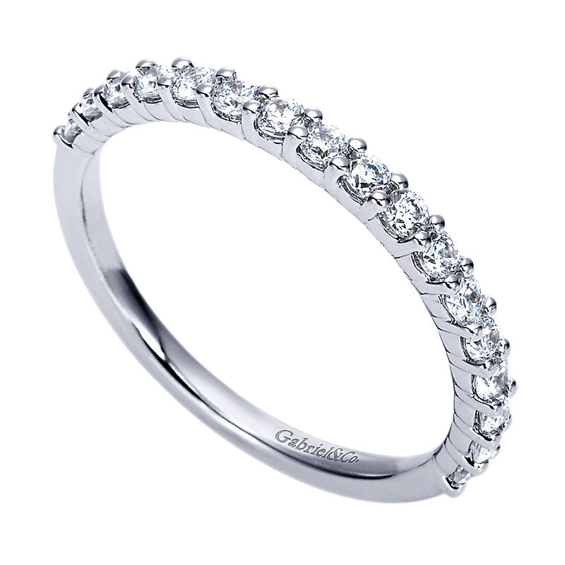 Wedding Band 14k White Gold Diamond Straight