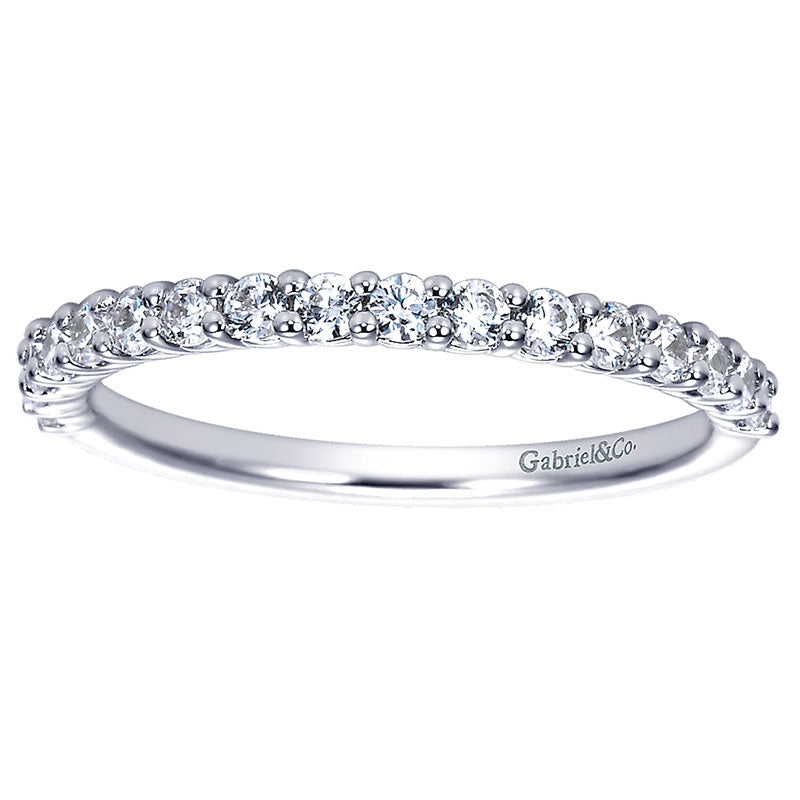 Wedding Band 14k White Gold Diamond Straight