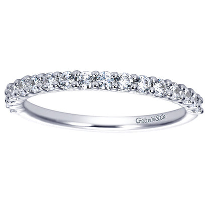 Wedding Band 14k White Gold Diamond Straight