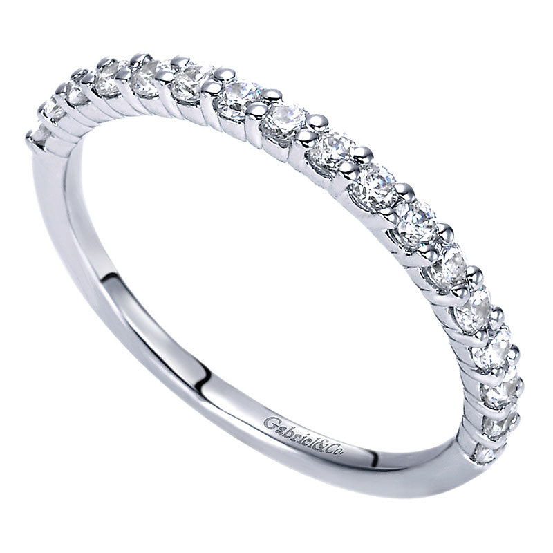 Wedding Band 14k White Gold Diamond Straight