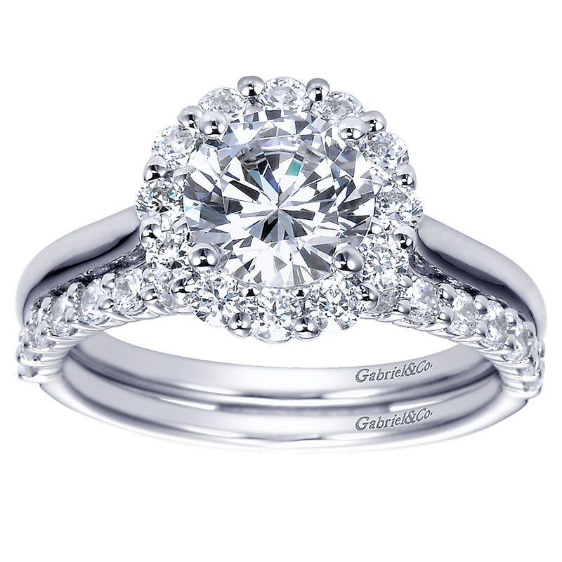 Wedding Band 14k White Gold Diamond Straight