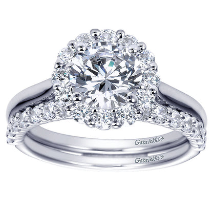 Wedding Band 14k White Gold Diamond Straight
