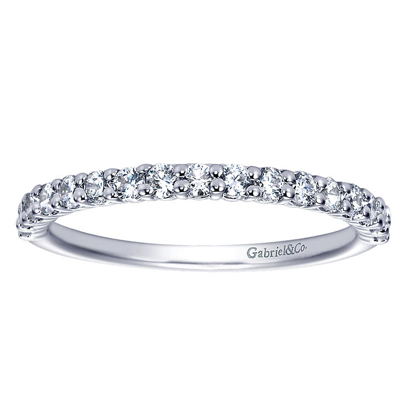 Wedding Band 14k White Gold Diamond Straight