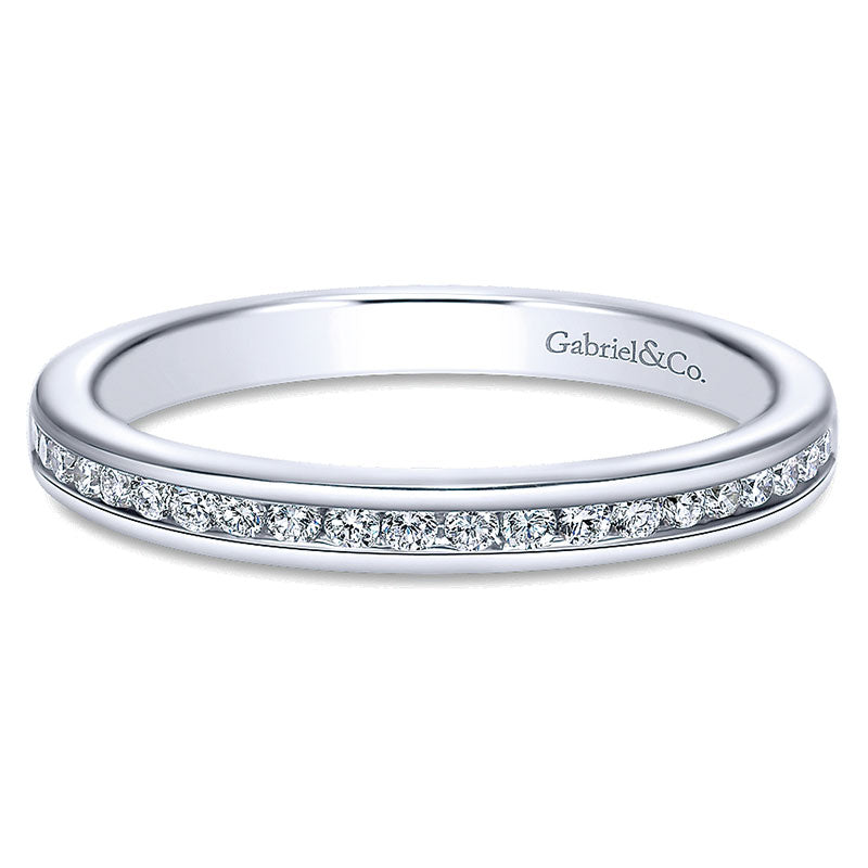 Wedding Band 14k White Gold Diamond Straight