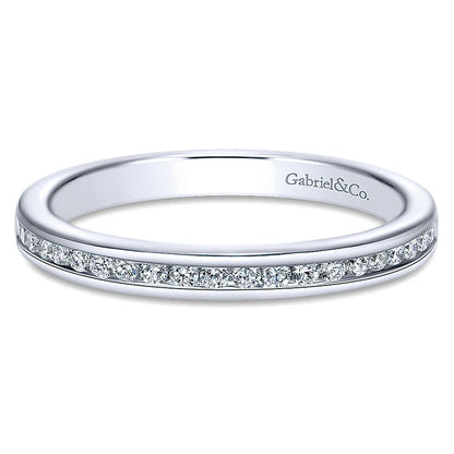 Wedding Band 14k White Gold Diamond Straight