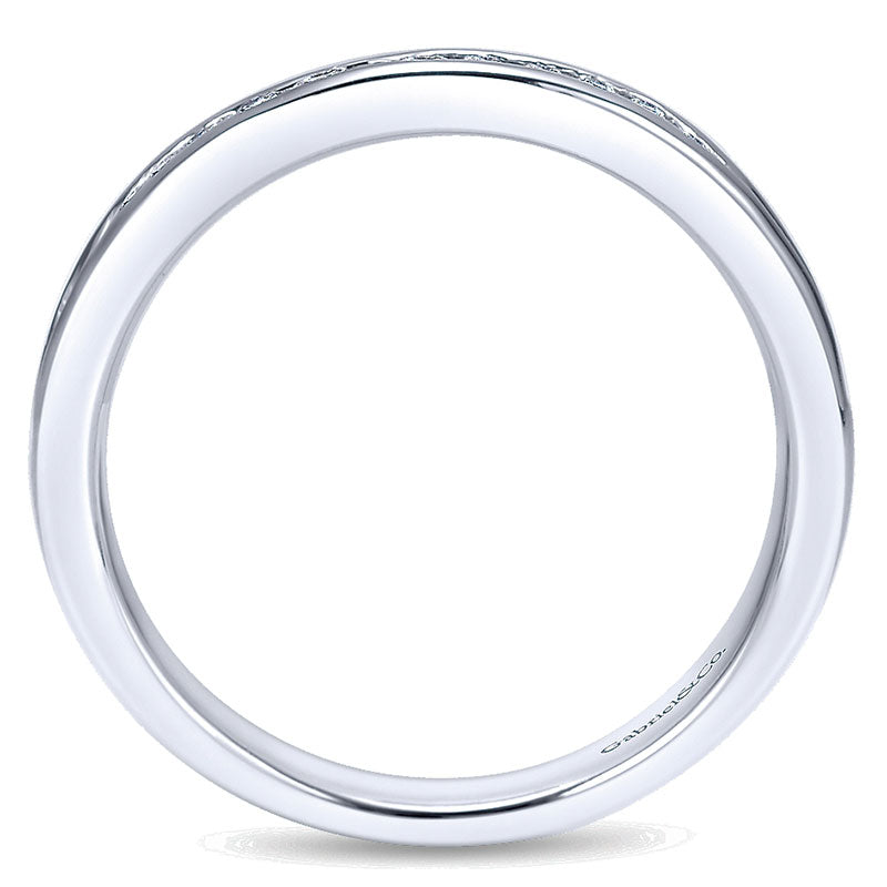 Wedding Band 14k White Gold Diamond Straight