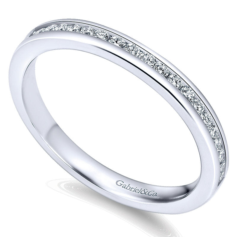 Wedding Band 14k White Gold Diamond Straight