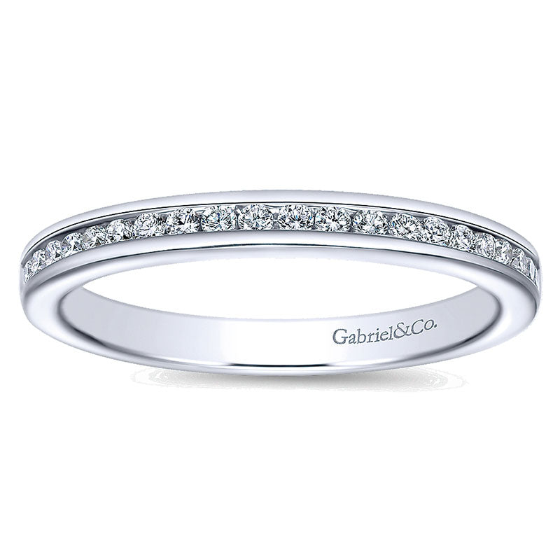 Wedding Band 14k White Gold Diamond Straight