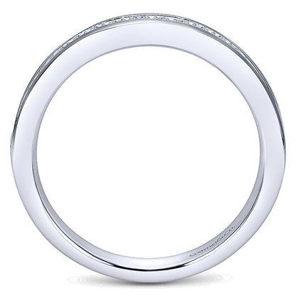 Wedding Band 14k White Gold Diamond Straight
