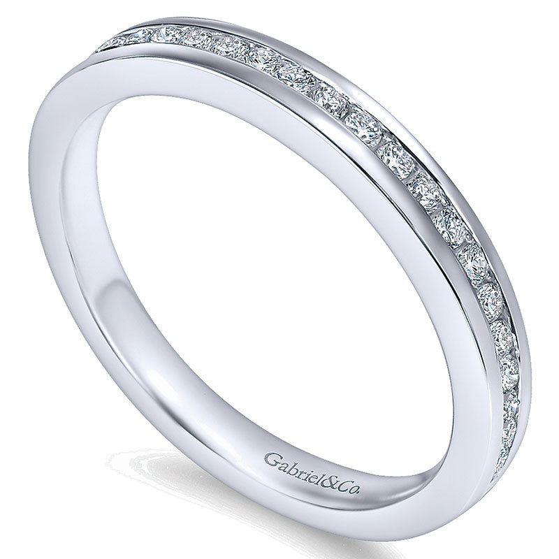 Wedding Band 14k White Gold Diamond Straight