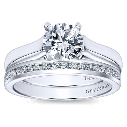 Wedding Band 14k White Gold Diamond Straight
