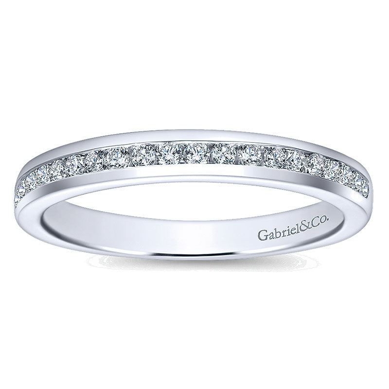 Wedding Band 14k White Gold Diamond Straight
