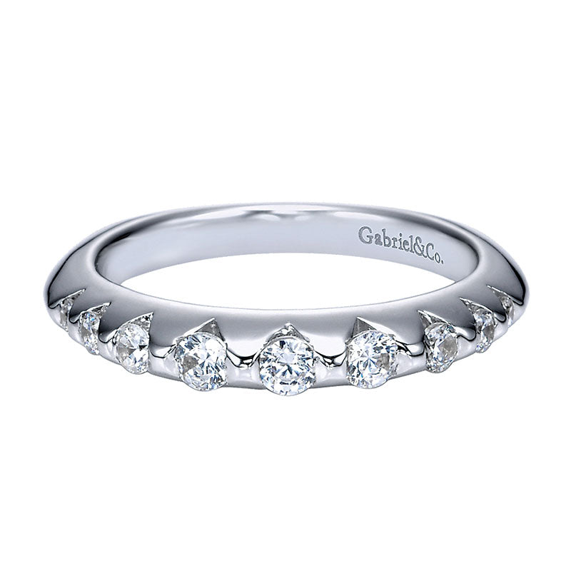 Wedding Band 14k White Gold Diamond Straight
