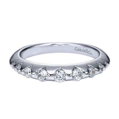 Wedding Band 14k White Gold Diamond Straight