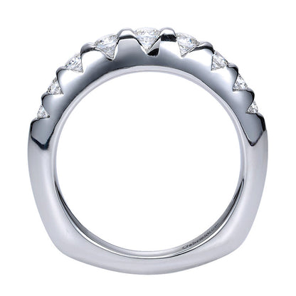 Wedding Band 14k White Gold Diamond Straight
