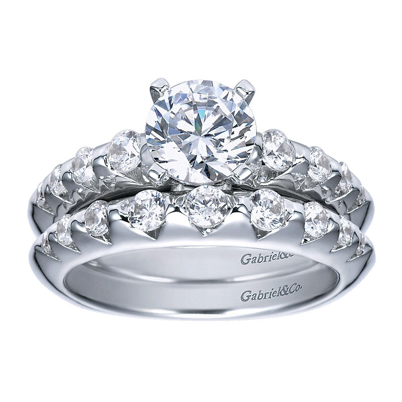 Wedding Band 14k White Gold Diamond Straight