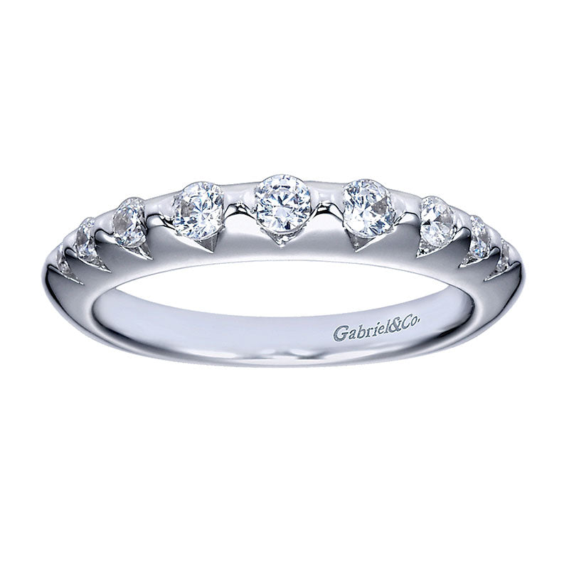 Wedding Band 14k White Gold Diamond Straight