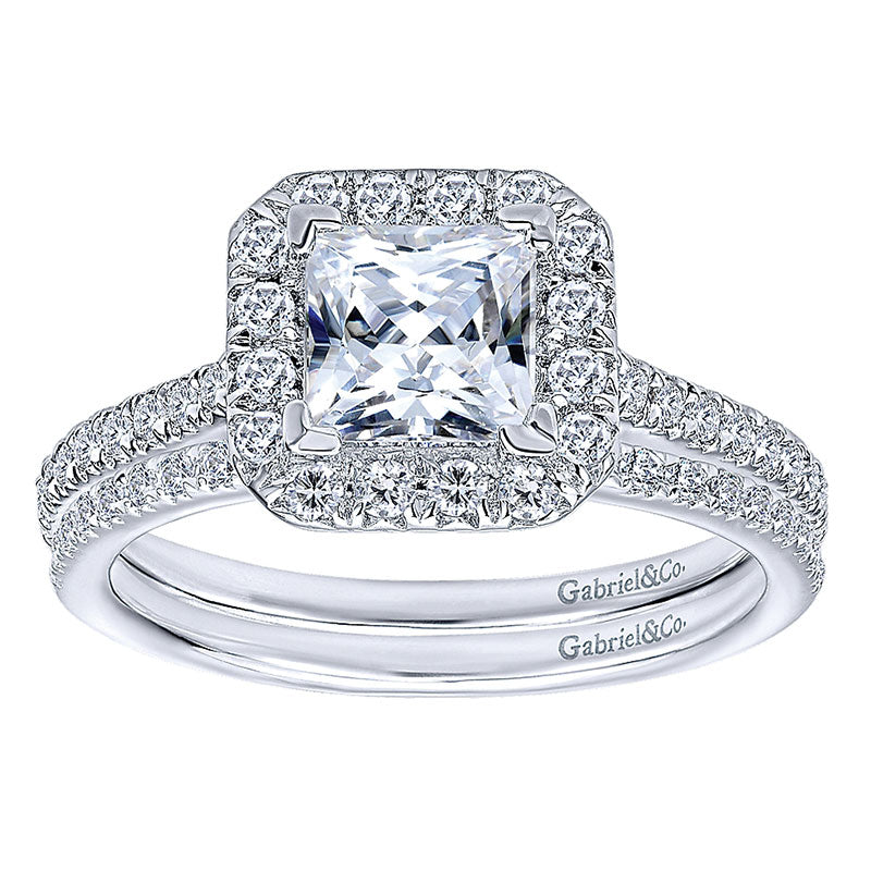 Wedding Band 14k White Gold Diamond Straight