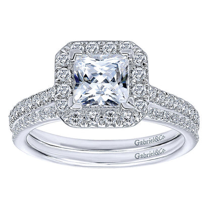 Wedding Band 14k White Gold Diamond Straight