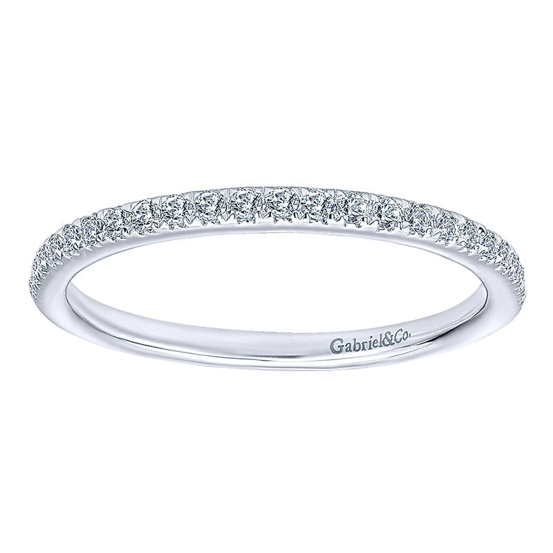 Wedding Band 14k White Gold Diamond Straight