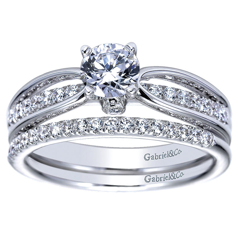 Wedding Band 14k White Gold Diamond Straight