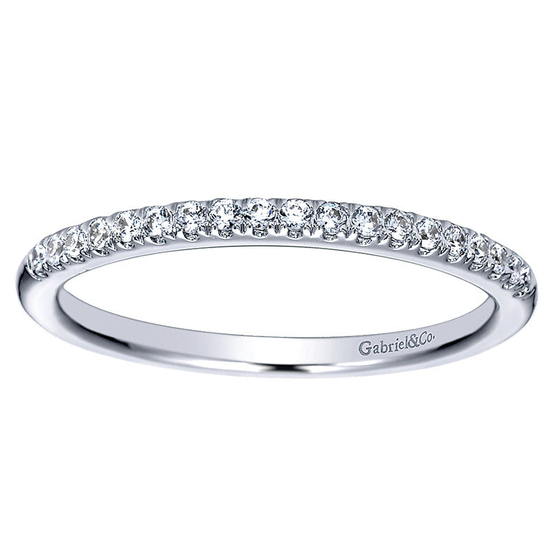 Wedding Band 14k White Gold Diamond Straight