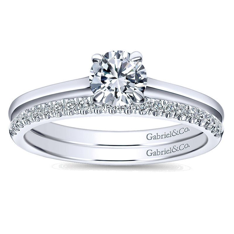 Wedding Band 14k White Gold Diamond Straight