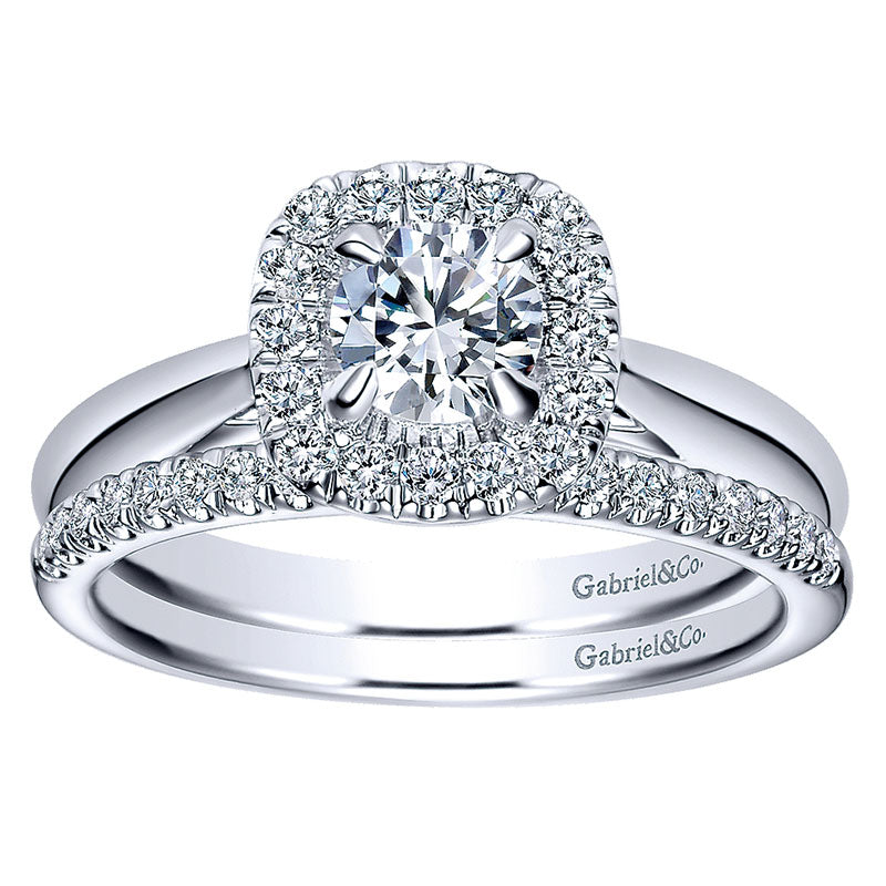 Wedding Band 14k White Gold Diamond Straight