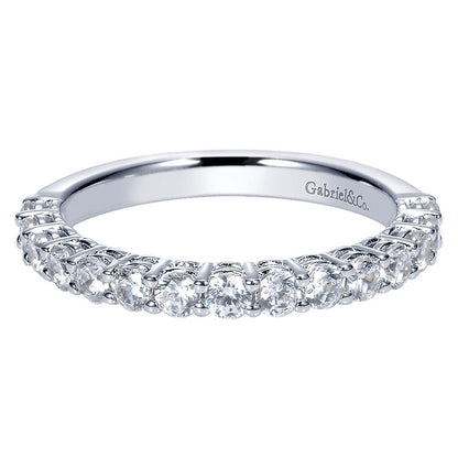 Wedding Band 14k White Gold Diamond Straight