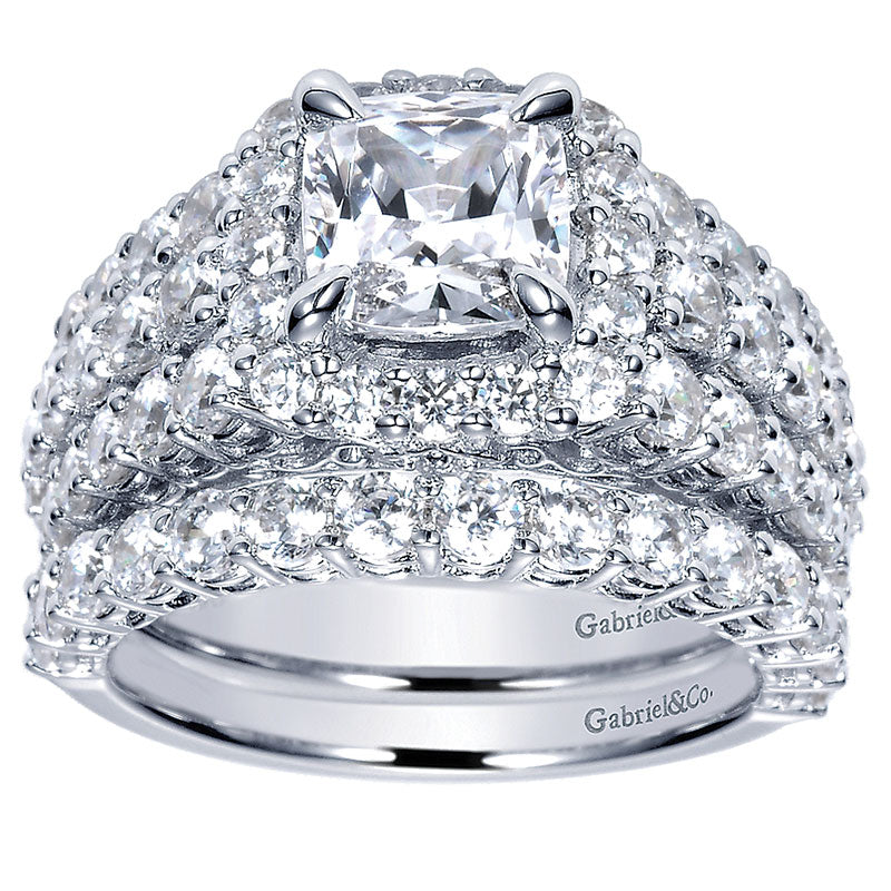 Wedding Band 14k White Gold Diamond Straight