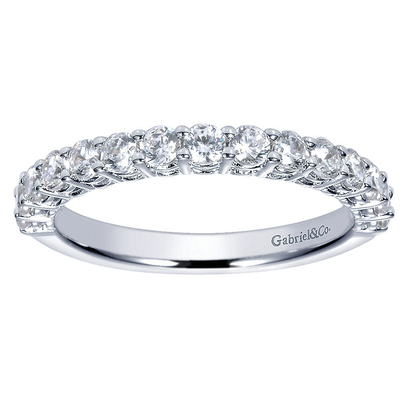 Wedding Band 14k White Gold Diamond Straight