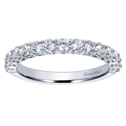 Wedding Band 14k White Gold Diamond Straight