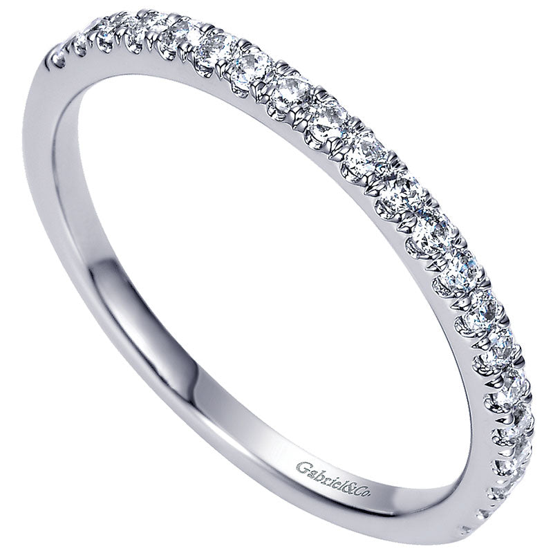 Wedding Band 14k White Gold Diamond Straight