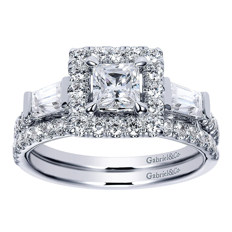 Wedding Band 14k White Gold Diamond Straight