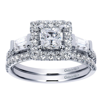Wedding Band 14k White Gold Diamond Straight
