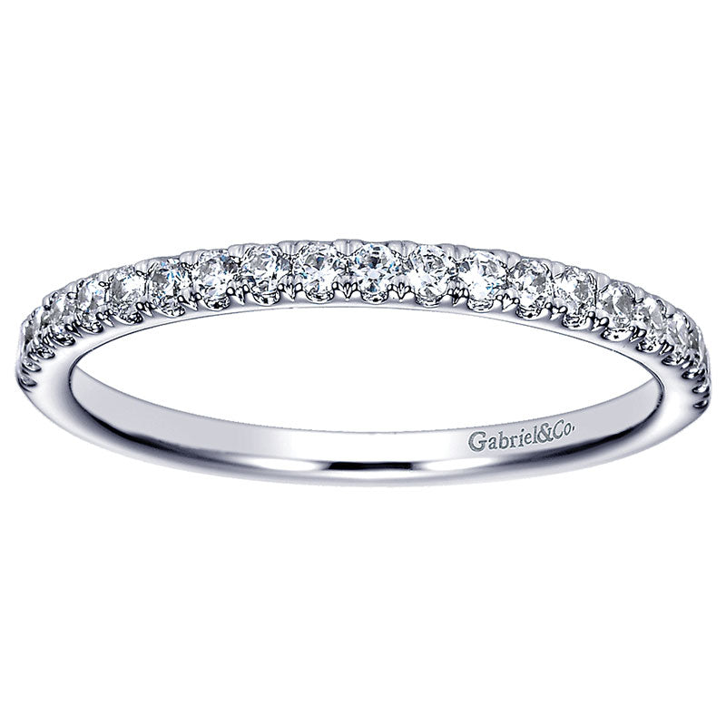 Wedding Band 14k White Gold Diamond Straight