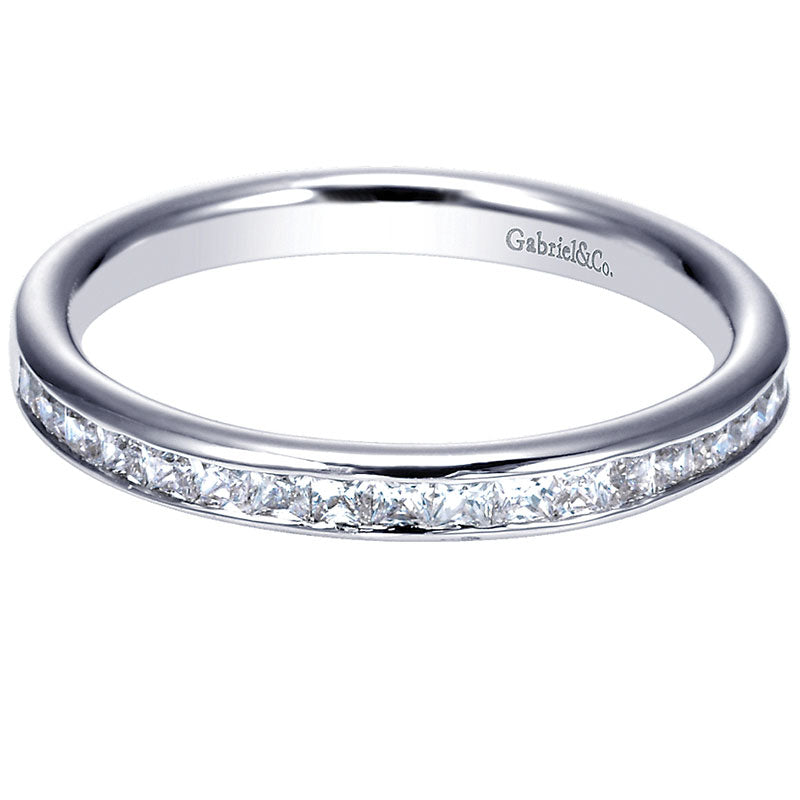 Wedding Band 14k White Gold Diamond Straight