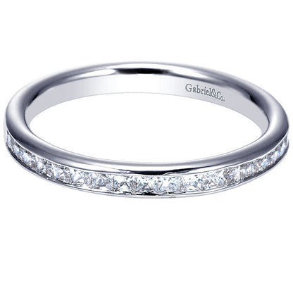 Wedding Band 14k White Gold Diamond Straight