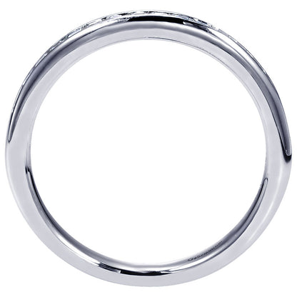 Wedding Band 14k White Gold Diamond Straight