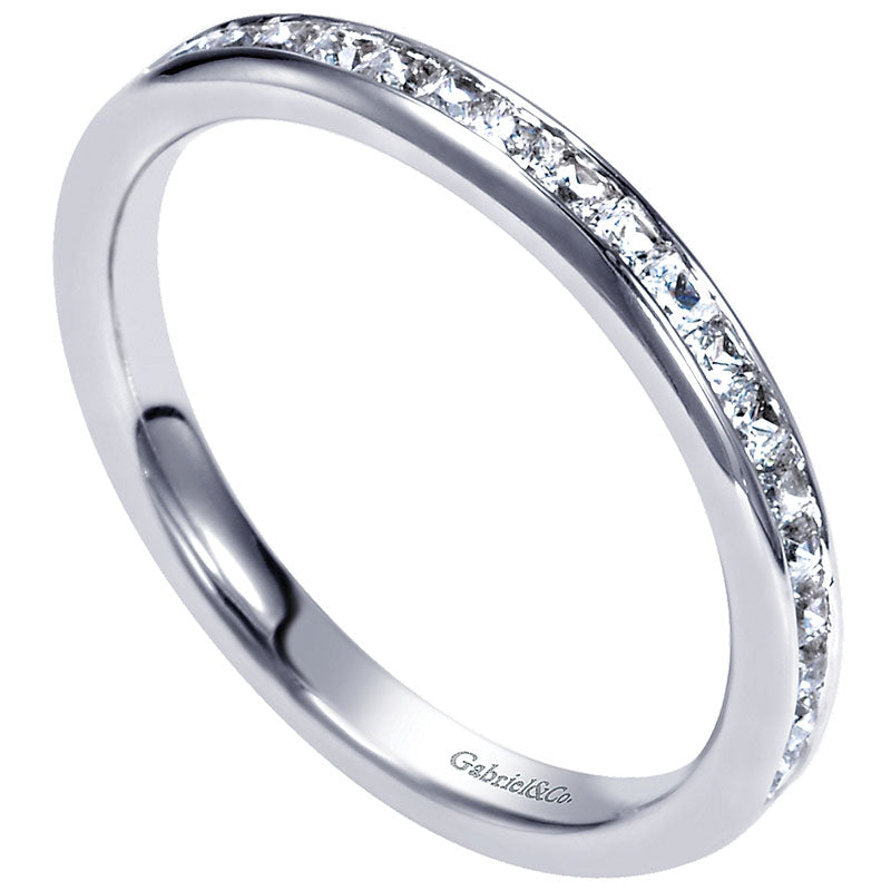Wedding Band 14k White Gold Diamond Straight