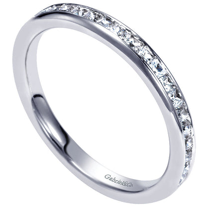 Wedding Band 14k White Gold Diamond Straight