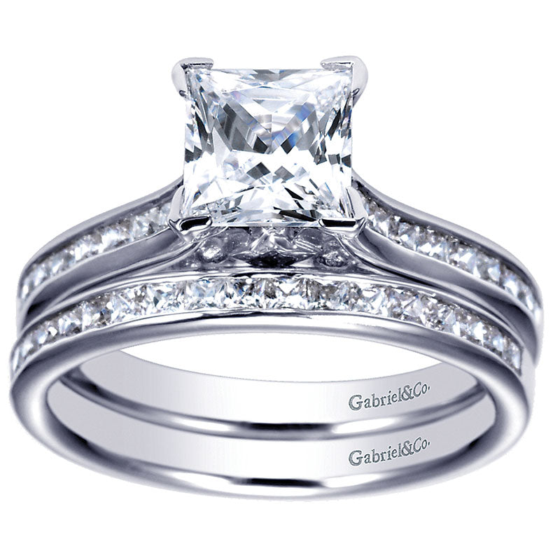 Wedding Band 14k White Gold Diamond Straight