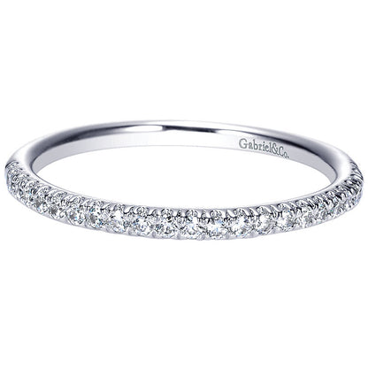 Wedding Band 14k White Gold Diamond Straight