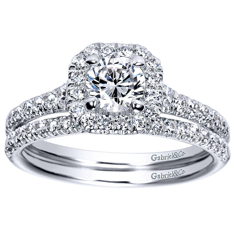 Wedding Band 14k White Gold Diamond Straight