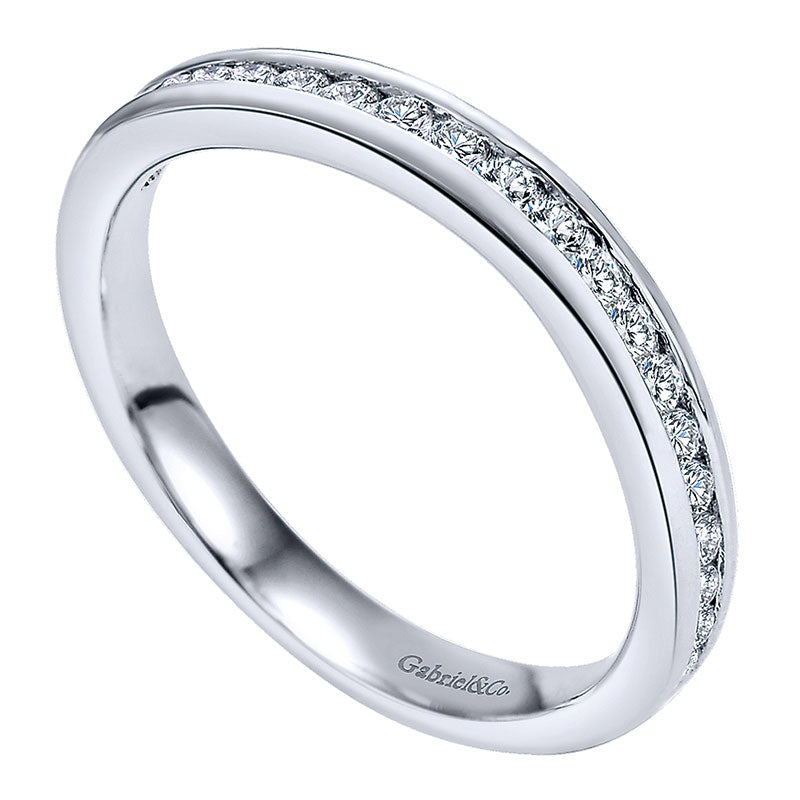Wedding Band 14k White Gold Diamond Straight