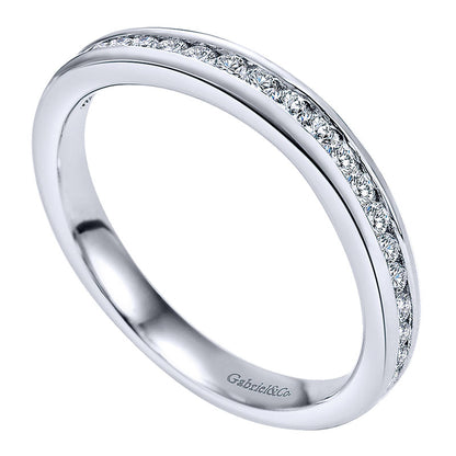 Wedding Band 14k White Gold Diamond Straight