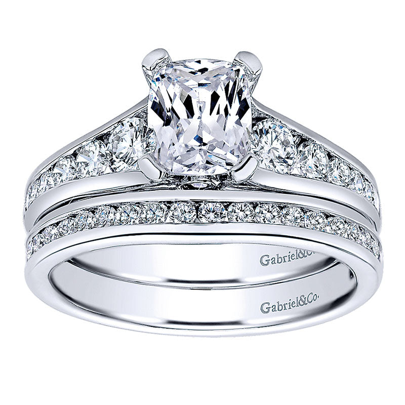 Wedding Band 14k White Gold Diamond Straight